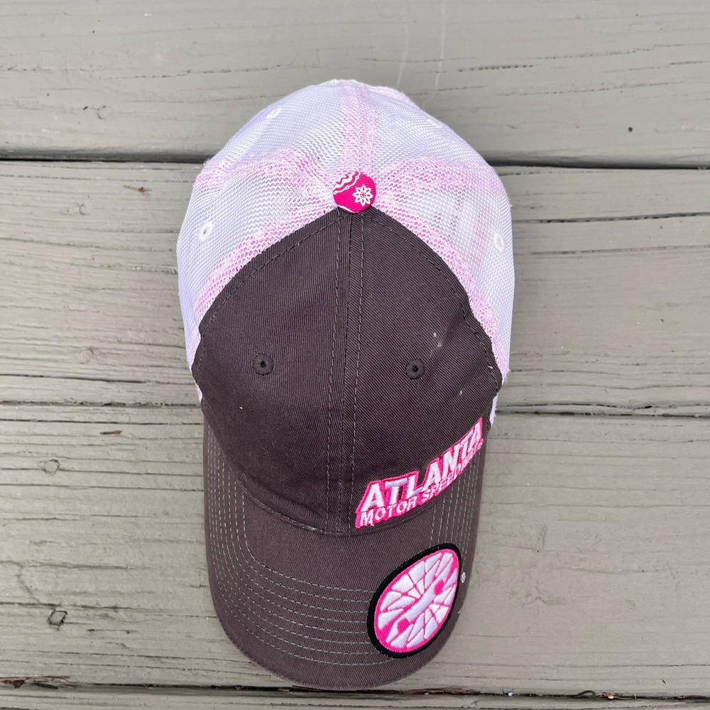 Atlanta Motor Speedway Nascar Gray Pink Adjustable Trucker Hat - Picture 6 of 9